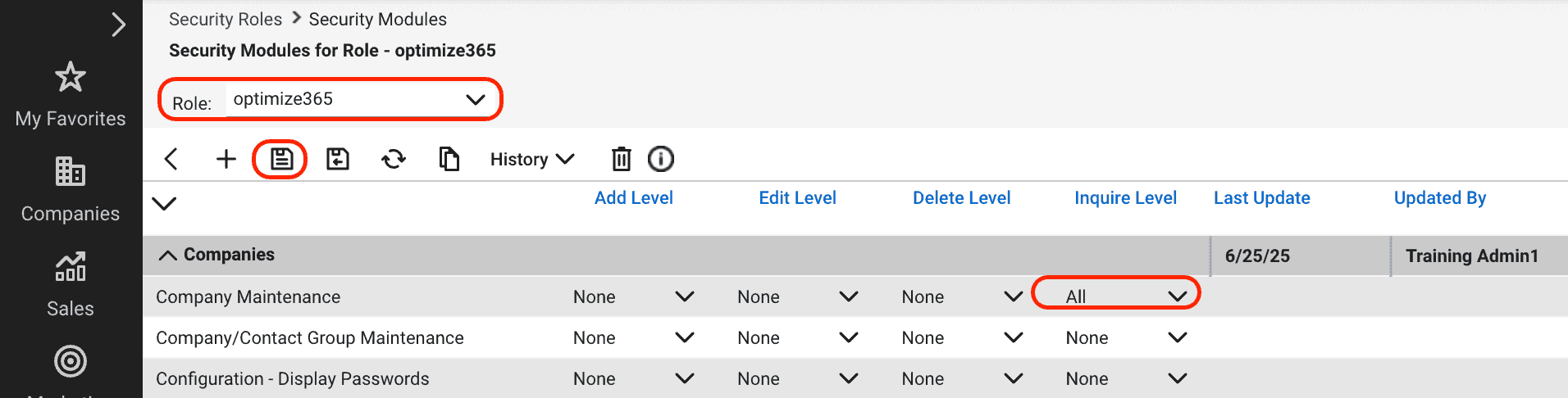 ConnectWise Inquiry Level select