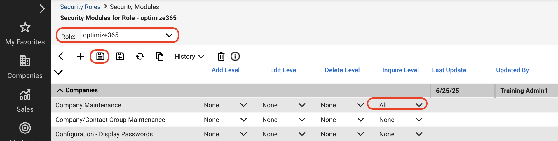 ConnectWise Inquiry Level select 