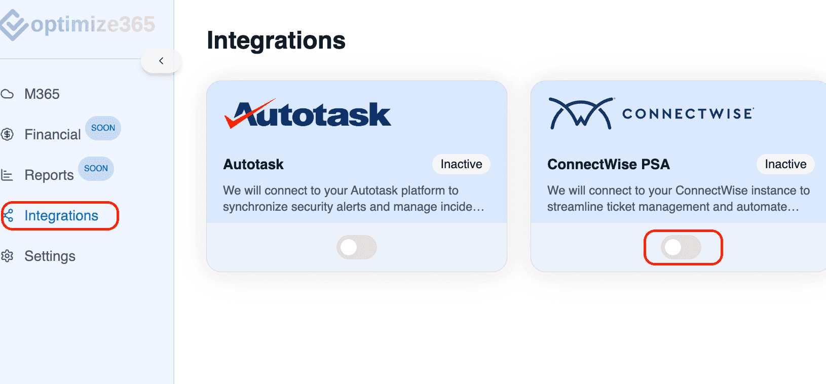 ConnectWise toggle