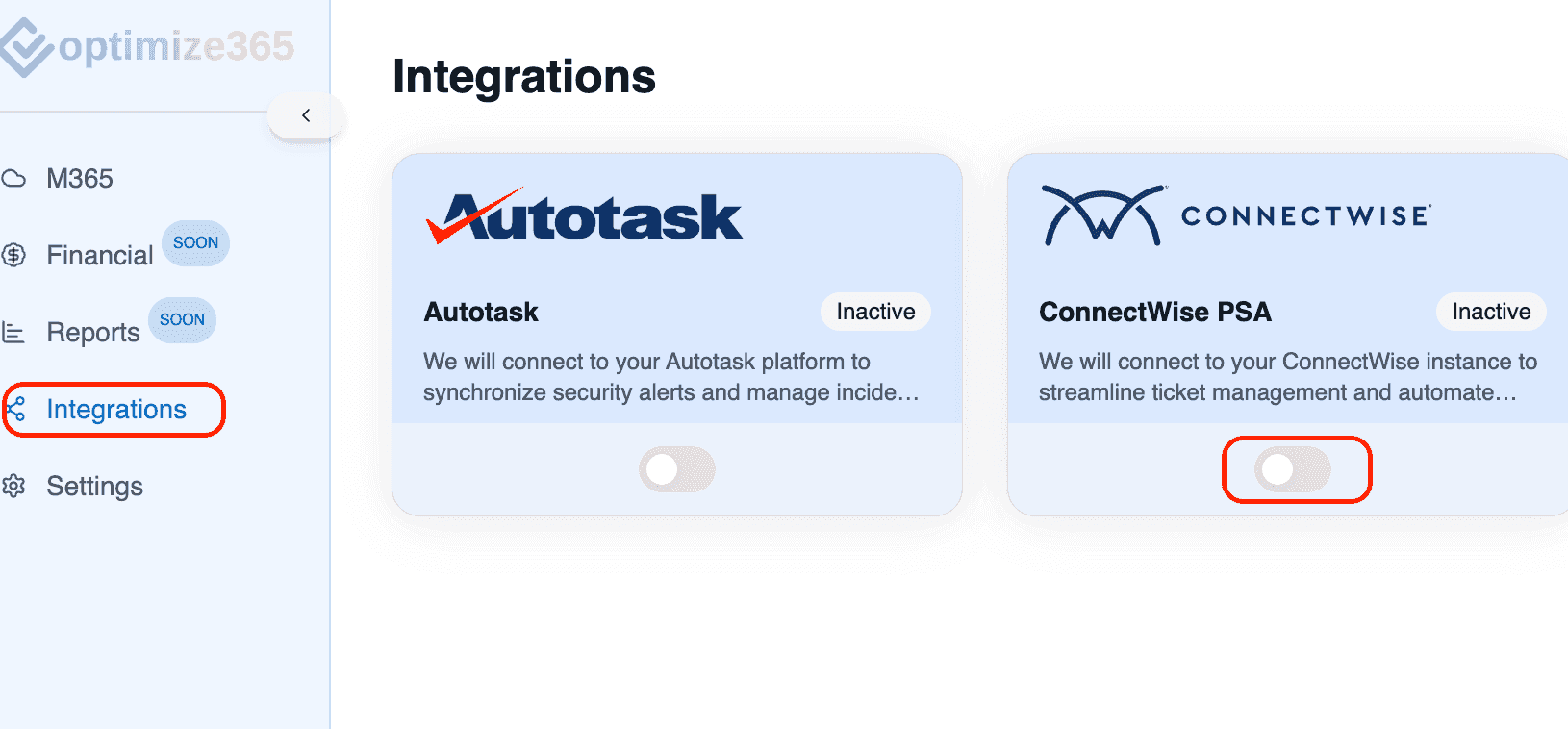 ConnectWise toggle