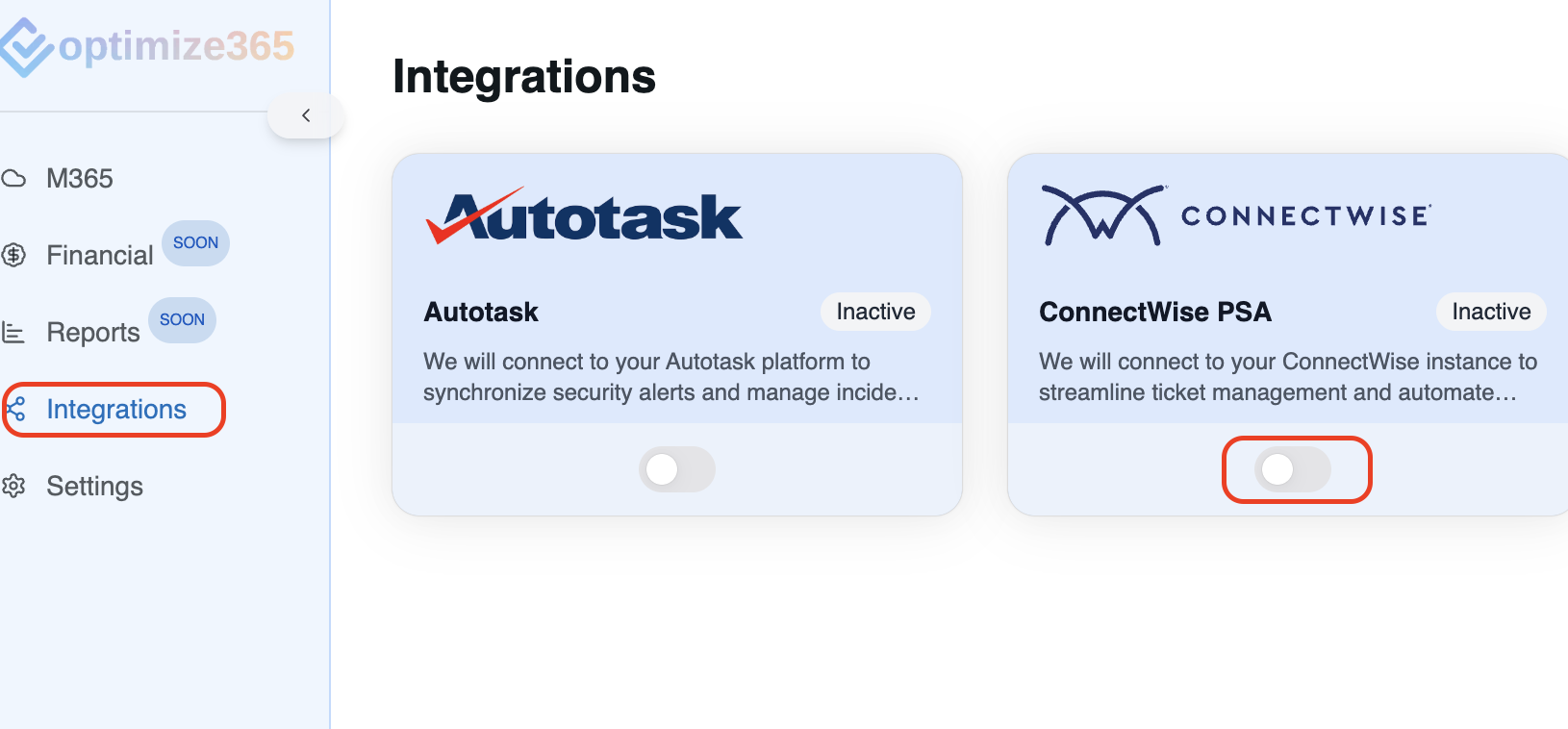 ConnectWise toggle