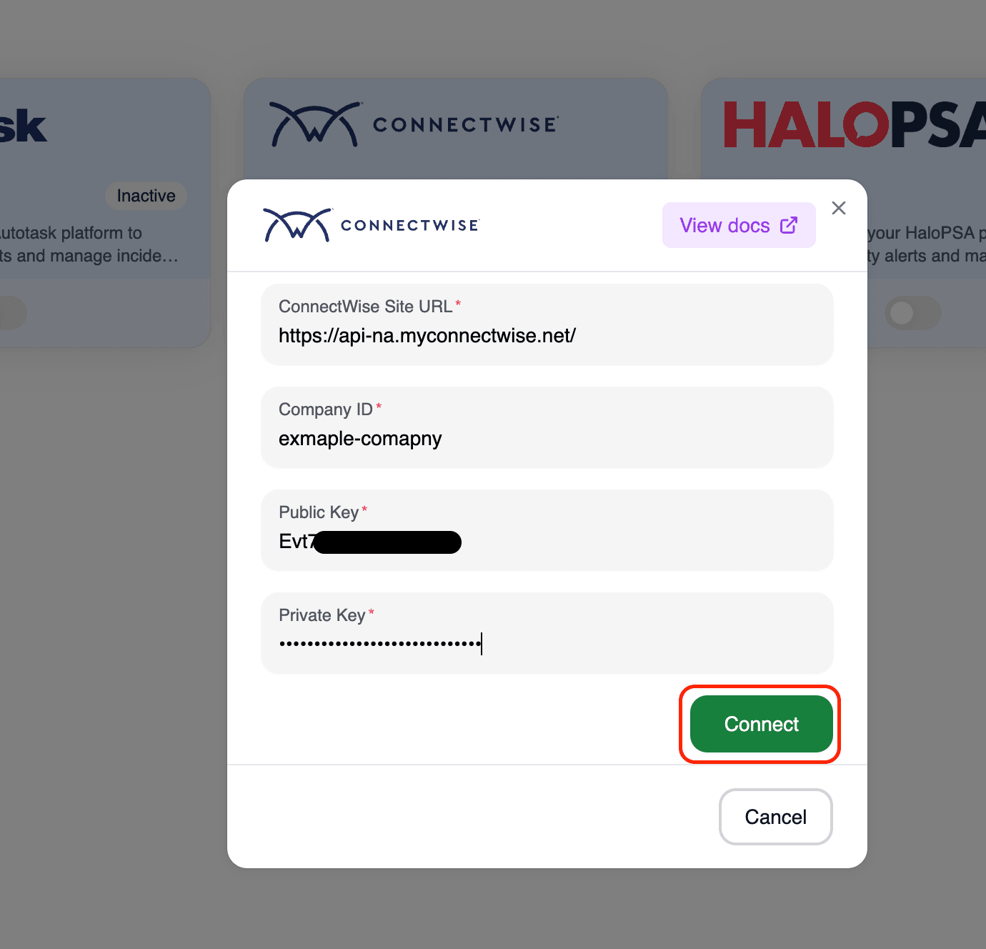 ConnectWise API Keys