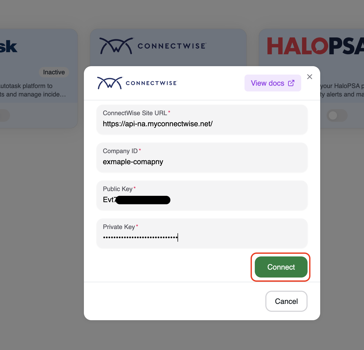 ConnectWise API Keys