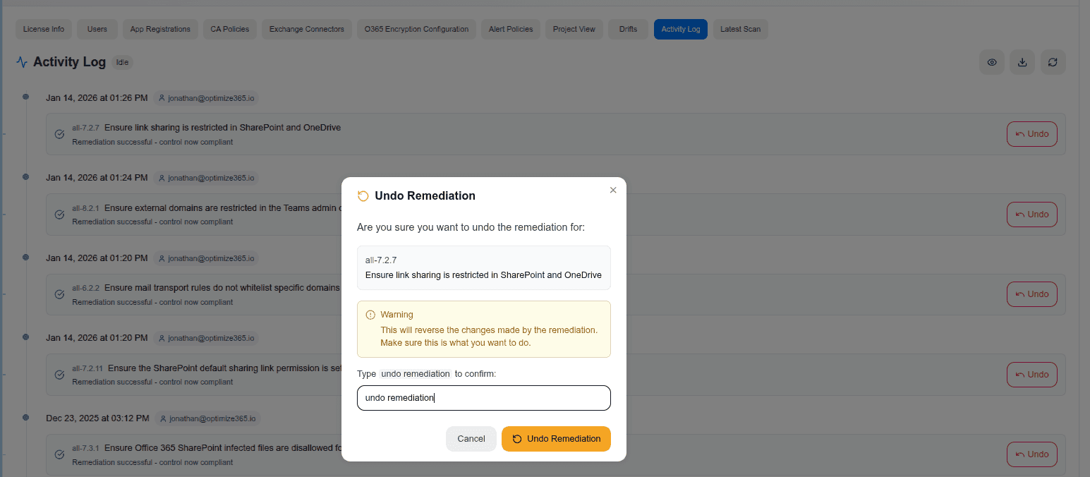 Undo Remediation